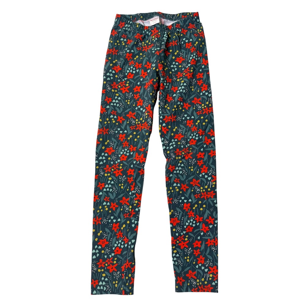 Hanna Andersson Classic Kids Floral Leggings Green Red Size 140 US 10 60395